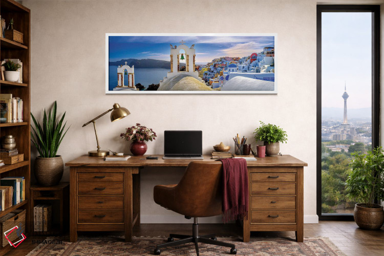 تابلو دکوراتیو Santorini,Greece,ناقوس ها، سانتورینی، یونان اثر سوزانه کرمر - D1W