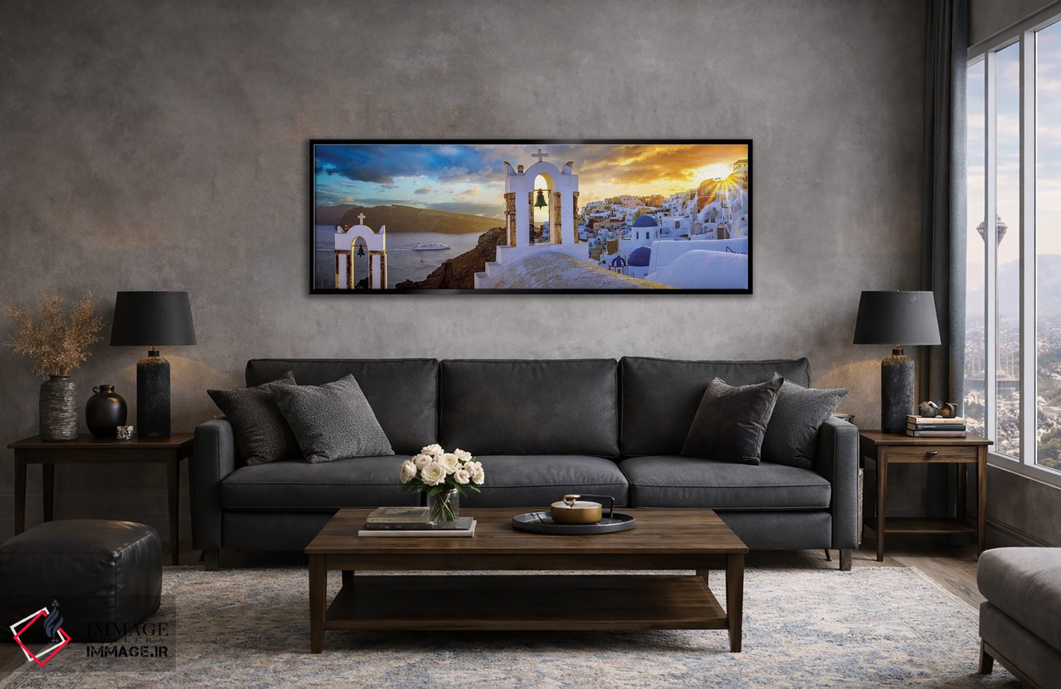 تابلو دکوراتیو Greece,غروب شگفت انگیز اویا سانتورینی، یونان اثر سوزانه کرمر - D5B