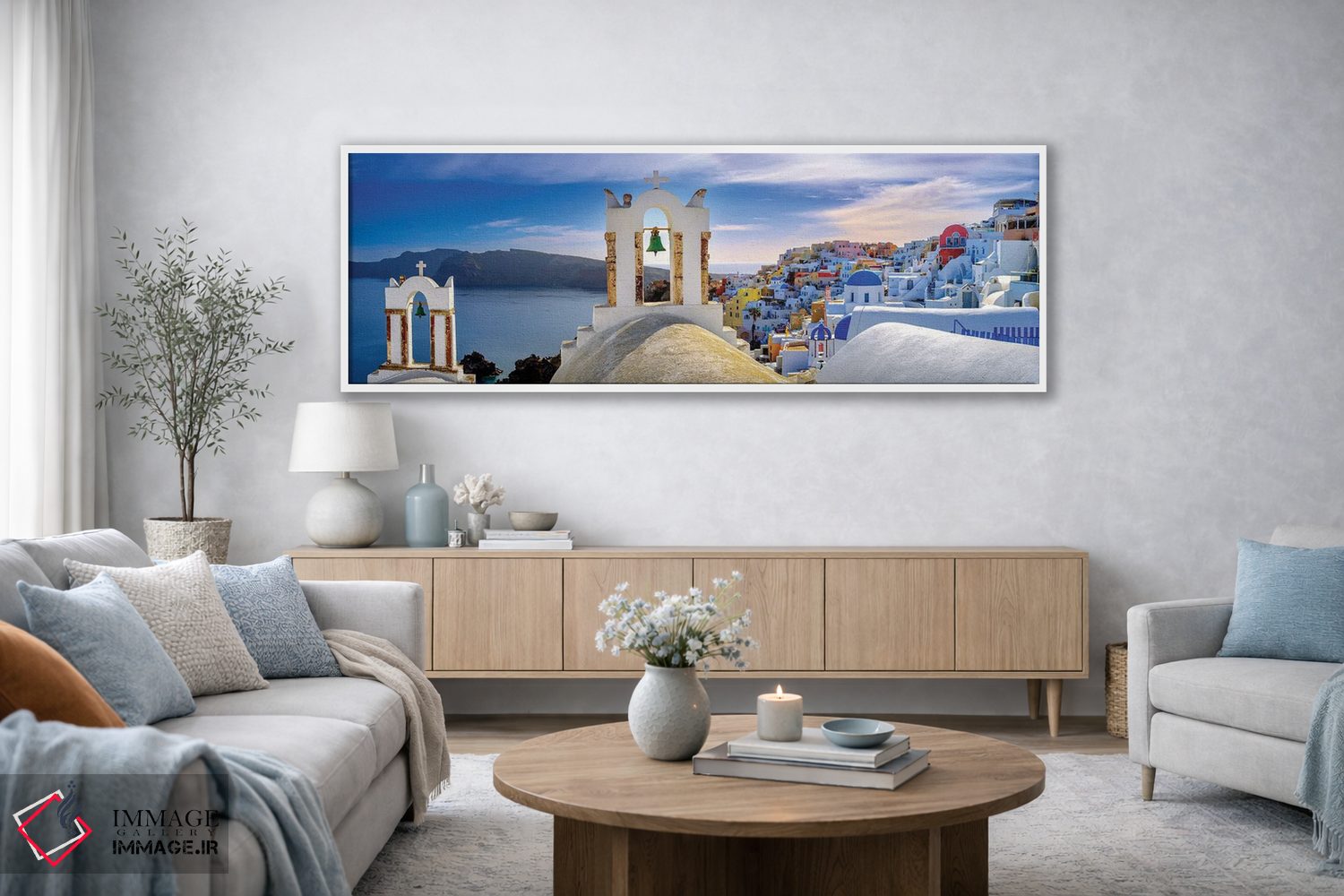 تابلو دکوراتیو Santorini,Greece,ناقوس ها، سانتورینی، یونان اثر سوزانه کرمر - D3W