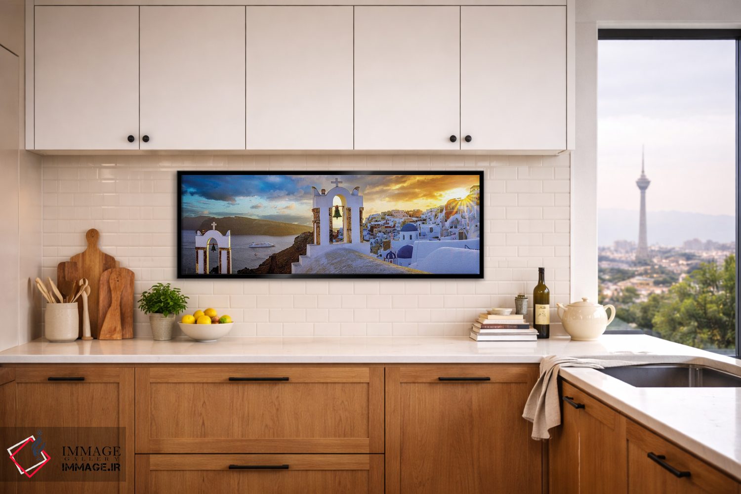 تابلو دکوراتیو Greece,غروب شگفت انگیز اویا سانتورینی، یونان اثر سوزانه کرمر - D6B