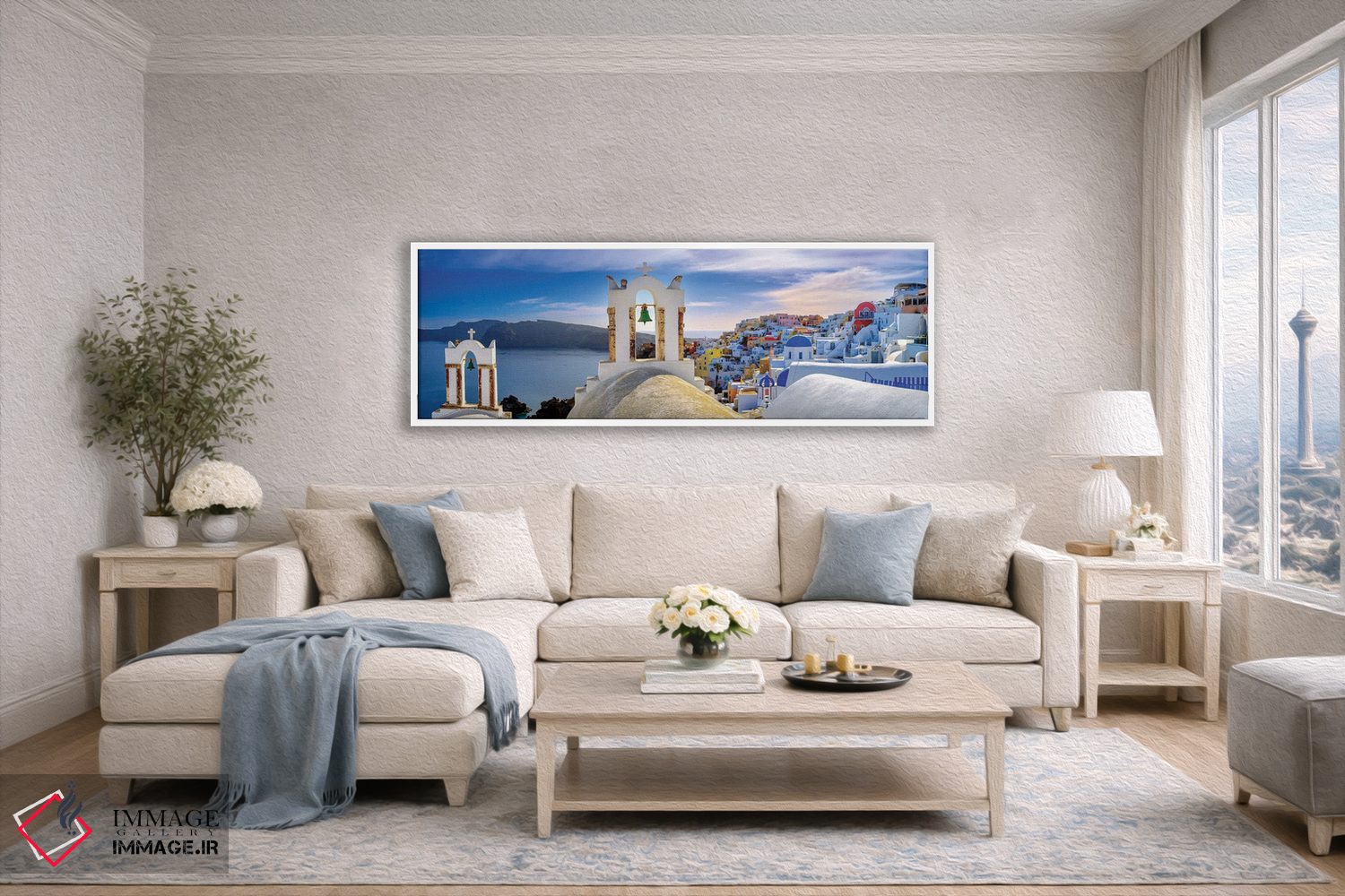 تابلو دکوراتیو Santorini,Greece,ناقوس ها، سانتورینی، یونان اثر سوزانه کرمر - D4W