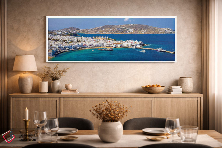 تابلو دکوراتیو کارت پستال پانوراما از میکونوس، یونان اثر سوزانه کرمر - D2W