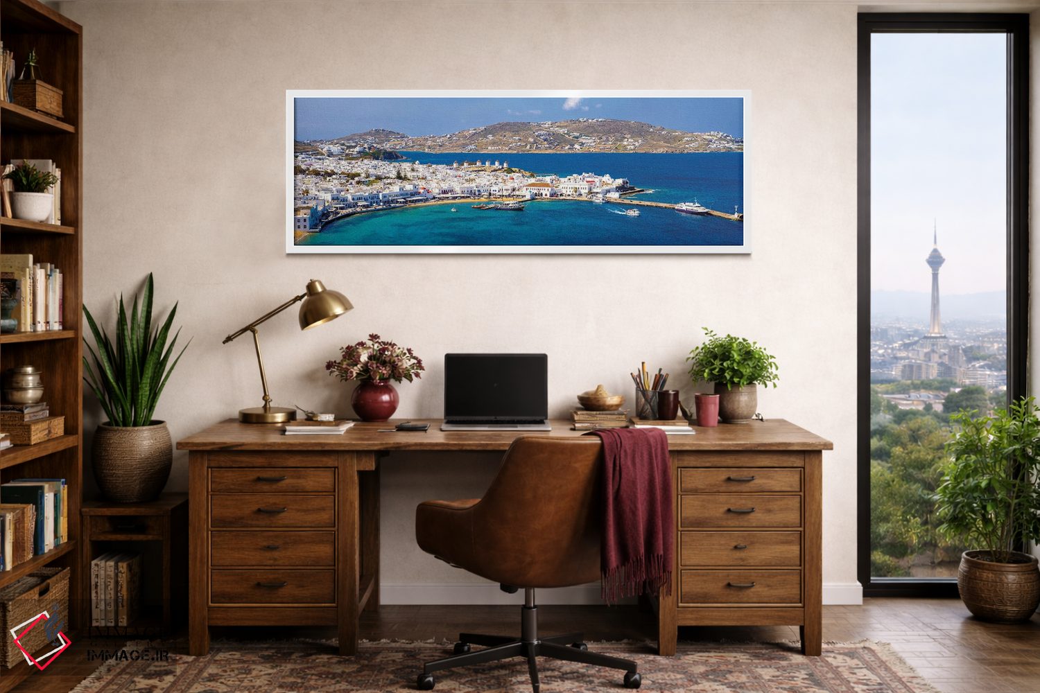 تابلو دکوراتیو کارت پستال پانوراما از میکونوس، یونان اثر سوزانه کرمر - D1W