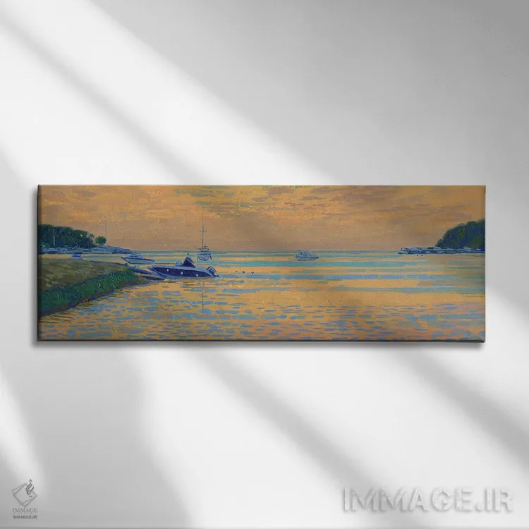تابلو دکوراتیو غروب در لاگون سبز کرواسی اثر سایمون کوژین - نمای روبهرو روی دیوار