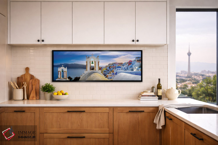 تابلو دکوراتیو Santorini,Greece,ناقوس ها، سانتورینی، یونان اثر سوزانه کرمر - D5B