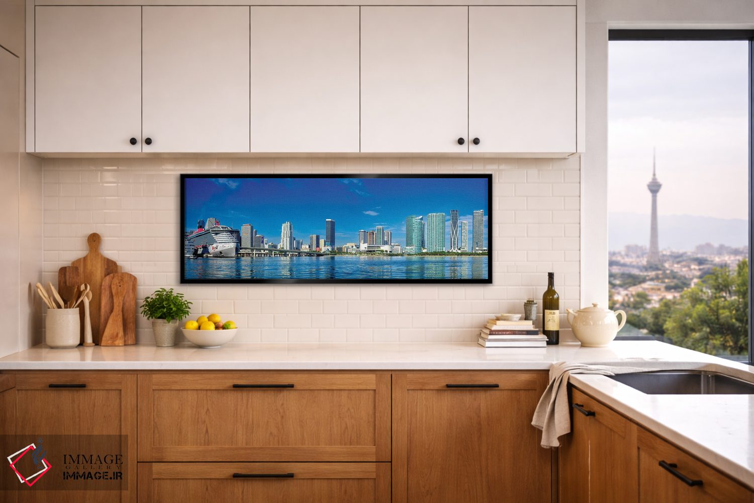 تابلو دکوراتیو نمای پانورامای مرکز شهر میامی اثر سوزانه کرمر - D6B