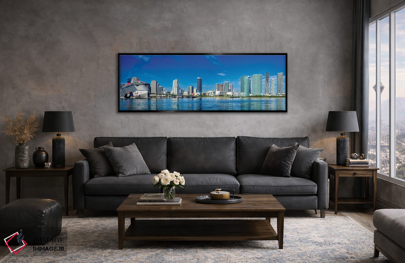 تابلو دکوراتیو نمای پانورامای مرکز شهر میامی اثر سوزانه کرمر - D5B