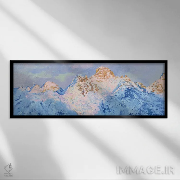 تابلو دکوراتیو آخرین پرتو کوه های سوئیس اثر سایمون کوژین - نمای قابدار مشکی