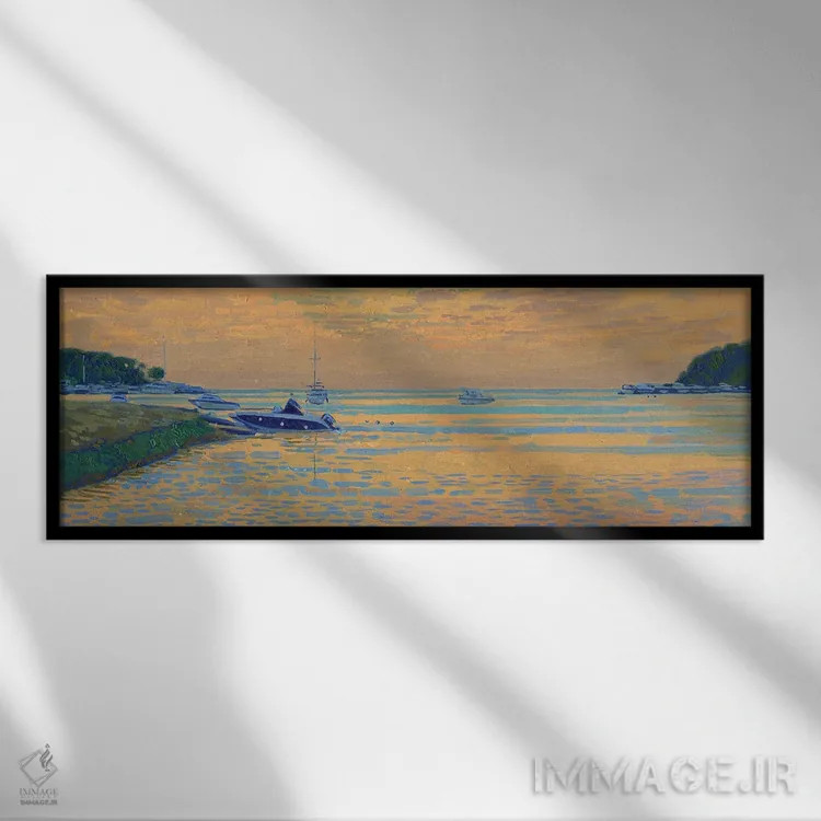 تابلو دکوراتیو غروب در لاگون سبز کرواسی اثر سایمون کوژین - نمای قابدار مشکی