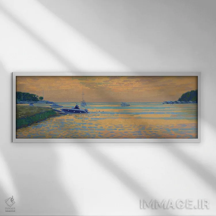 تابلو دکوراتیو غروب در لاگون سبز کرواسی اثر سایمون کوژین - نمای قابدار سفید