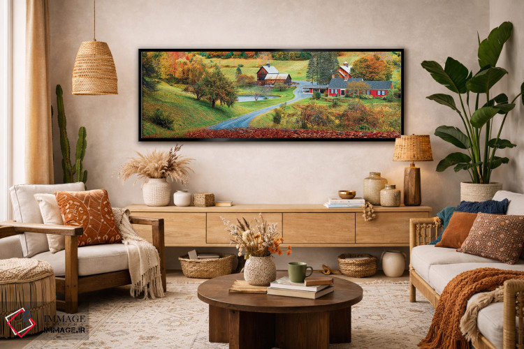 تابلو دکوراتیو Fall In Vermont New England,نمای چشم انداز پانوراما از پایی… اثر سوزانه کرمر - D3B