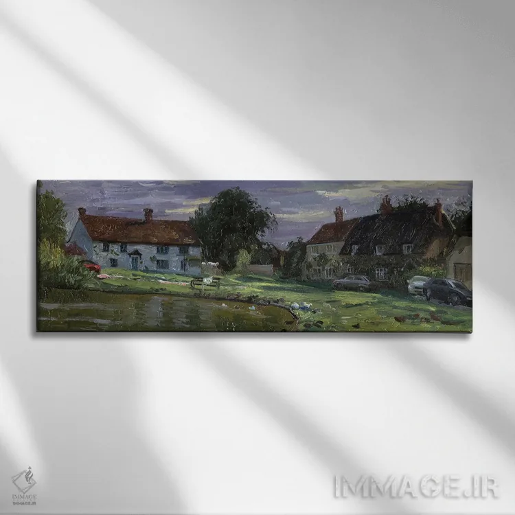 تابلو دکوراتیو برکه روستای هدنهام باکینگهام شایر اثر سایمون کوژین - نمای روبهرو روی دیوار