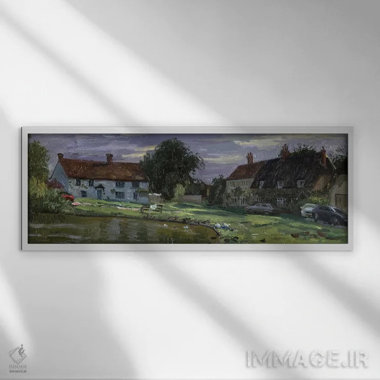 تابلو دکوراتیو برکه روستای هدنهام باکینگهام شایر اثر سایمون کوژین - نمای قابدار سفید
