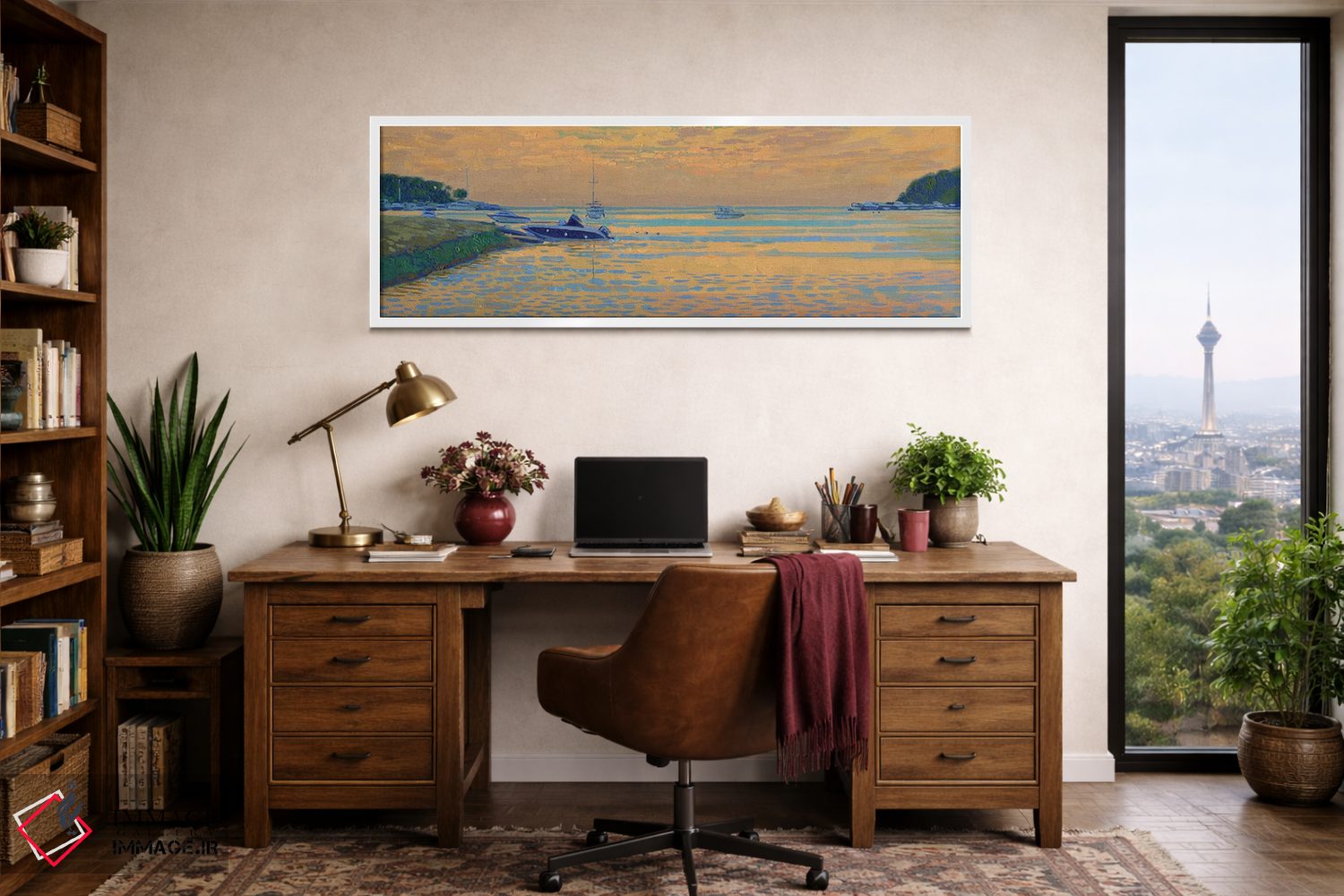 تابلو دکوراتیو غروب در لاگون سبز کرواسی اثر سایمون کوژین - D1W