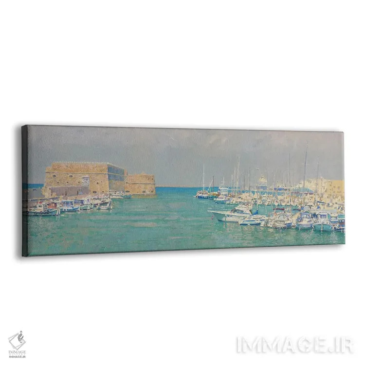تابلو دکوراتیو هرکلیون. نمای بندر قدیمی و قلعه کوله س اثر سایمون کوژین - نمای پرسپکتیو محصول