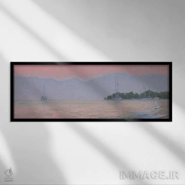 تابلو دکوراتیو غروب بر فراز دریا اثر سایمون کوژین - نمای قابدار مشکی