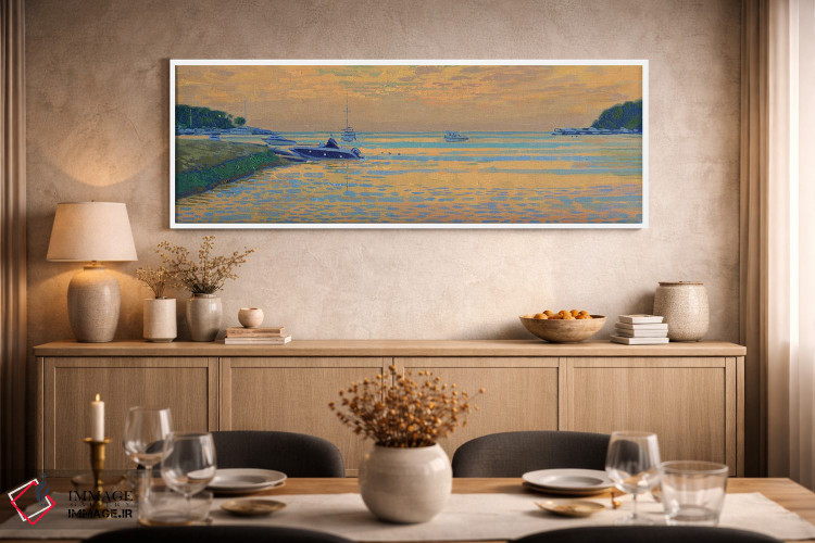 تابلو دکوراتیو غروب در لاگون سبز کرواسی اثر سایمون کوژین - D2W