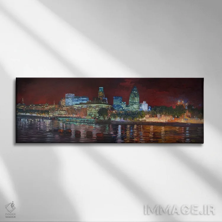 تابلو دکوراتیو نمای شهر از روی تیمز اثر سایمون کوژین - نمای روبهرو روی دیوار