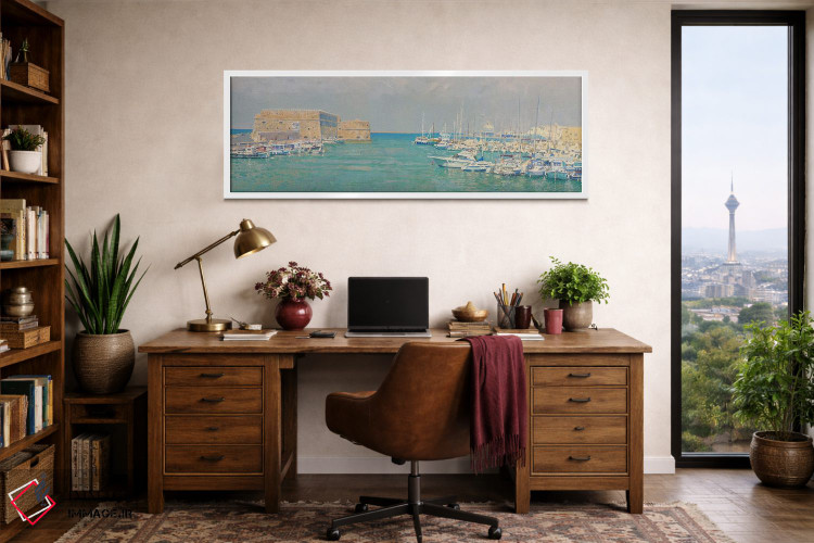 تابلو دکوراتیو هرکلیون. نمای بندر قدیمی و قلعه کوله س اثر سایمون کوژین - D1W