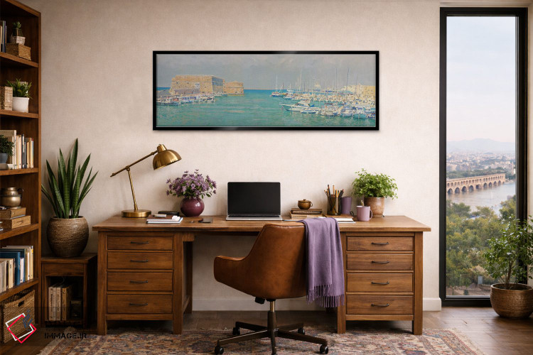 تابلو دکوراتیو هرکلیون. نمای بندر قدیمی و قلعه کوله س اثر سایمون کوژین - D2B