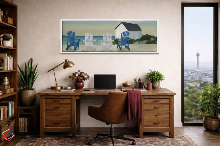 تابلو دکوراتیو چشم انداز صندلی های ساحلی اثر استودیو طراحی استلار - D1W