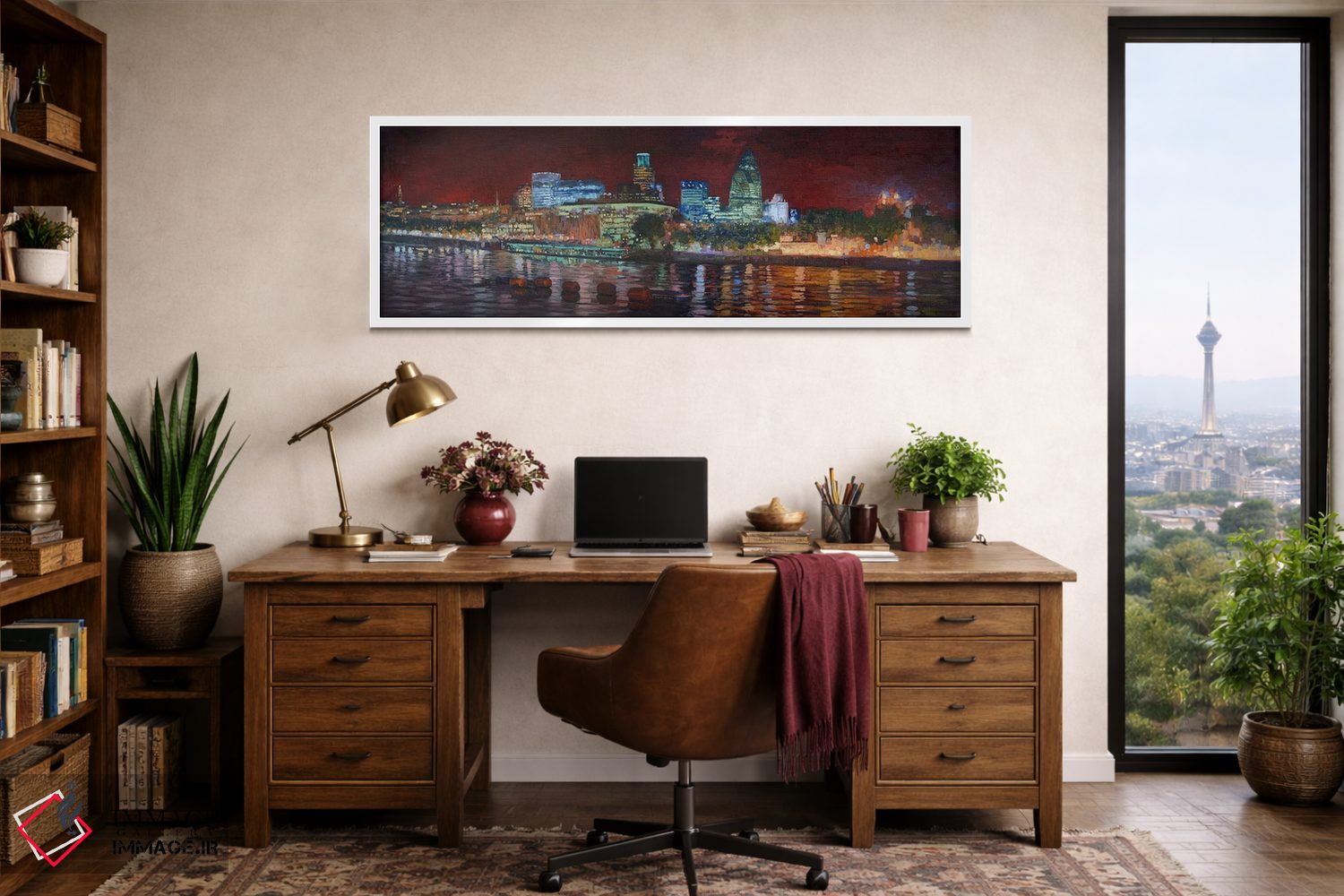 تابلو دکوراتیو نمای شهر از روی تیمز اثر سایمون کوژین - D1W