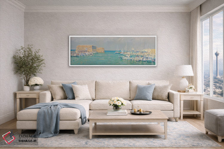 تابلو دکوراتیو هرکلیون. نمای بندر قدیمی و قلعه کوله س اثر سایمون کوژین - D4W