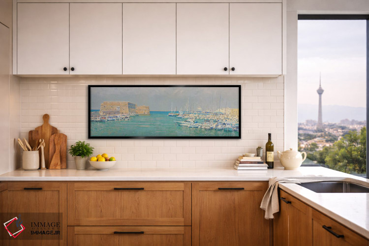 تابلو دکوراتیو هرکلیون. نمای بندر قدیمی و قلعه کوله س اثر سایمون کوژین - D5B