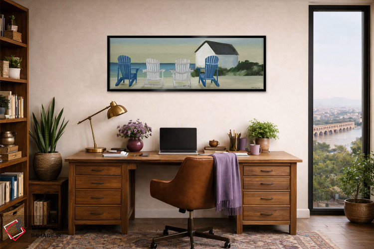 تابلو دکوراتیو چشم انداز صندلی های ساحلی اثر استودیو طراحی استلار - D3B