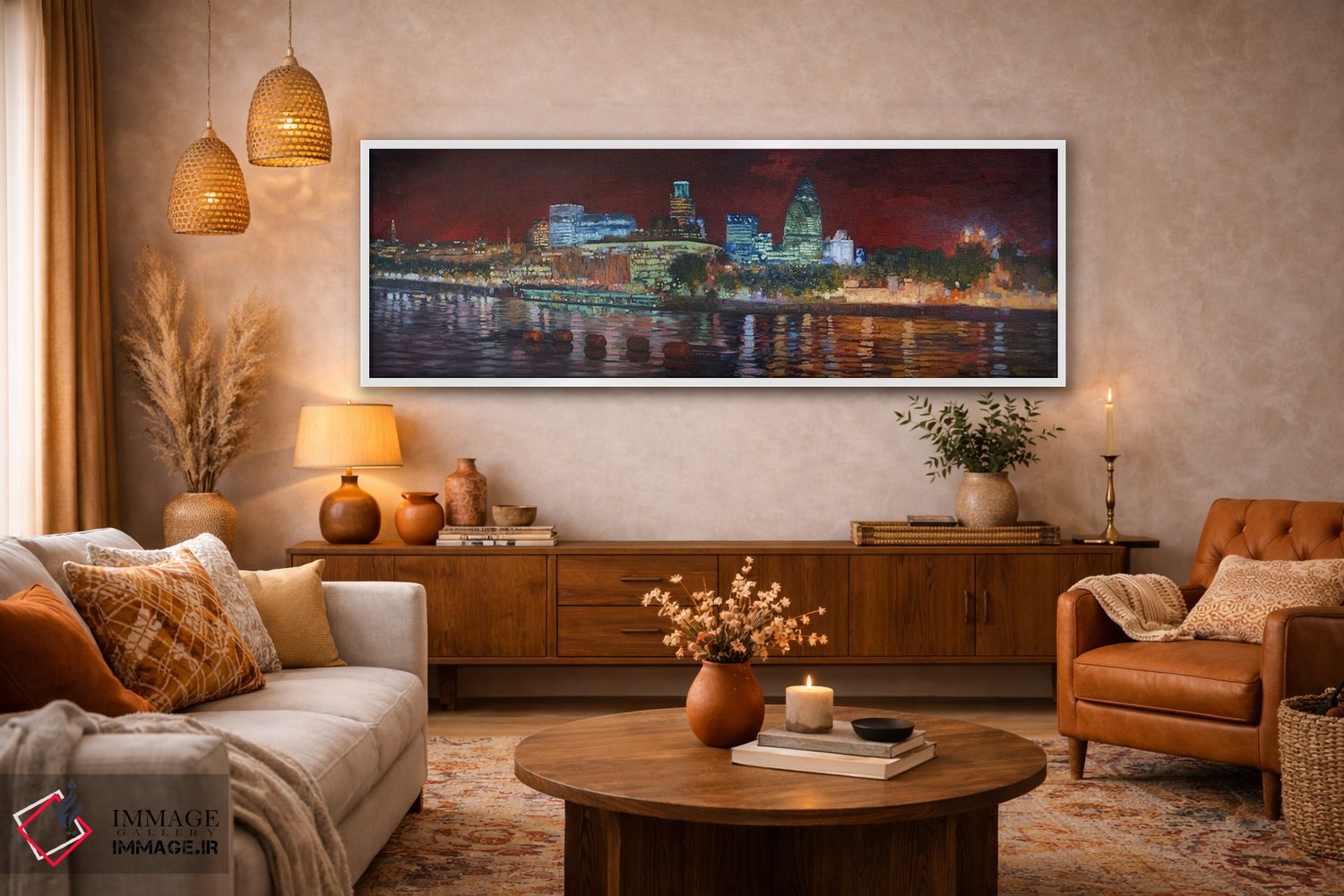تابلو دکوراتیو نمای شهر از روی تیمز اثر سایمون کوژین - D3W