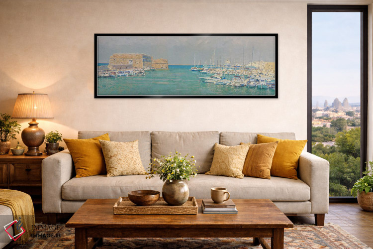 تابلو دکوراتیو هرکلیون. نمای بندر قدیمی و قلعه کوله س اثر سایمون کوژین - D6B