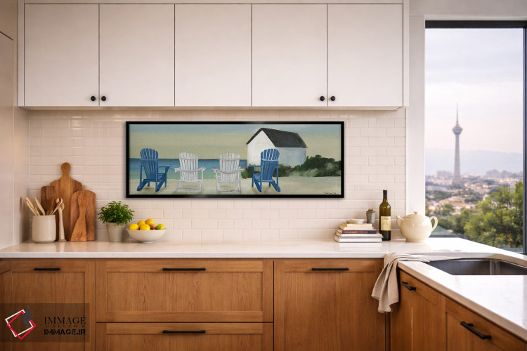 تابلو دکوراتیو چشم انداز صندلی های ساحلی اثر استودیو طراحی استلار - D6B