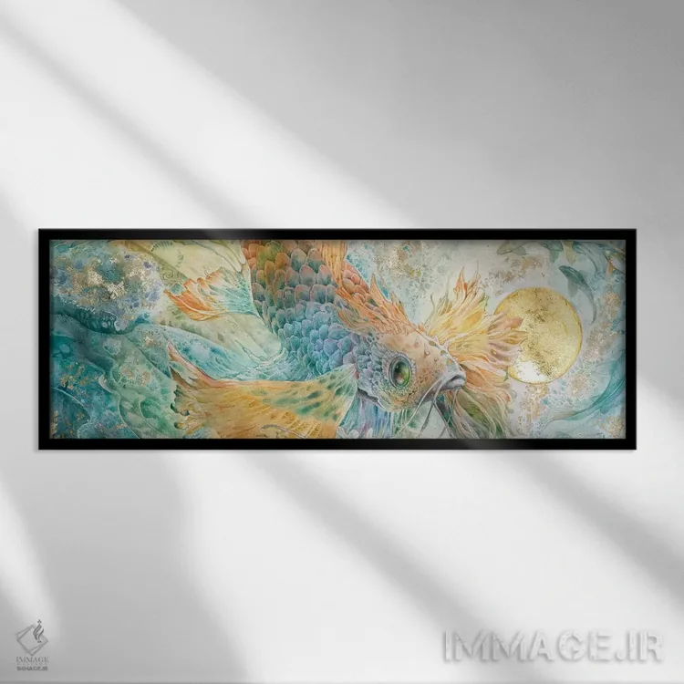 تابلو دکوراتیو آبی پایین ۲ اثر استفانی لاو - نمای قابدار مشکی