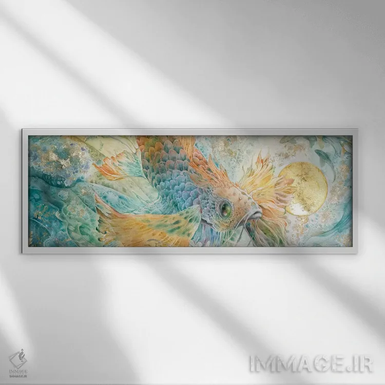 تابلو دکوراتیو آبی پایین ۲ اثر استفانی لاو - نمای قابدار سفید