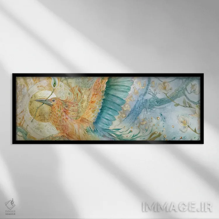 تابلو دکوراتیو آبی بالا ۲ اثر استفانی لاو - نمای قابدار مشکی