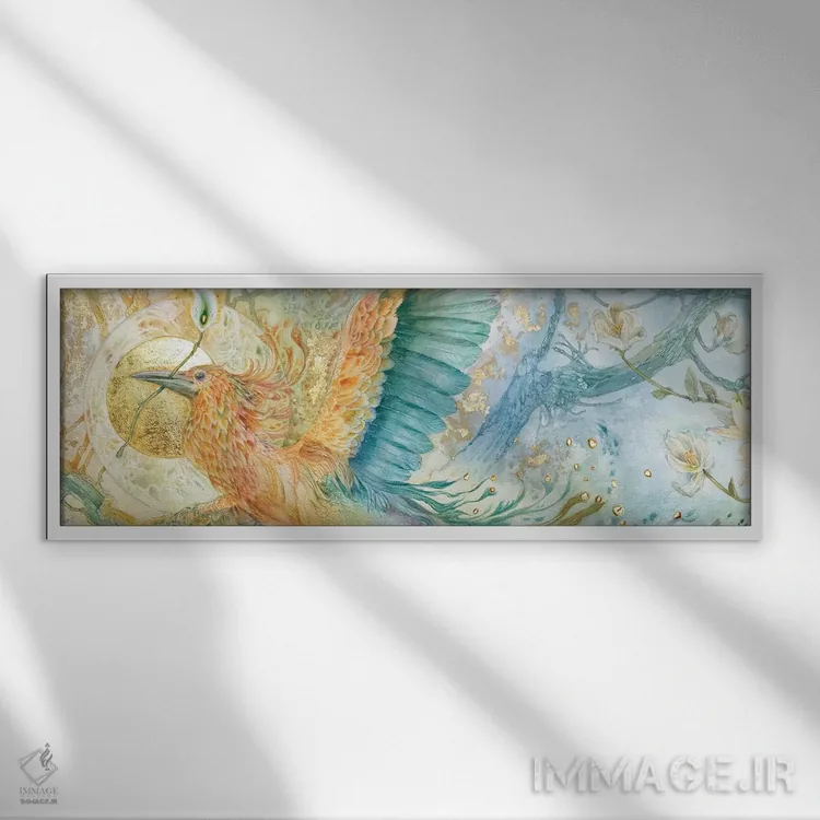 تابلو دکوراتیو آبی بالا ۲ اثر استفانی لاو - نمای قابدار سفید