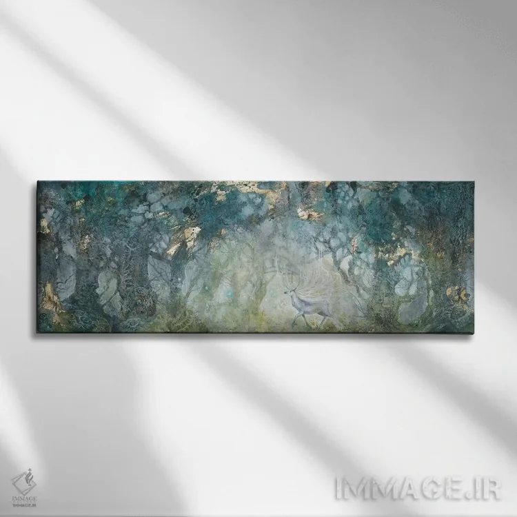 تابلو انتزاعی در پی نور اثر استفانی لاو - نمای روبهرو روی دیوار