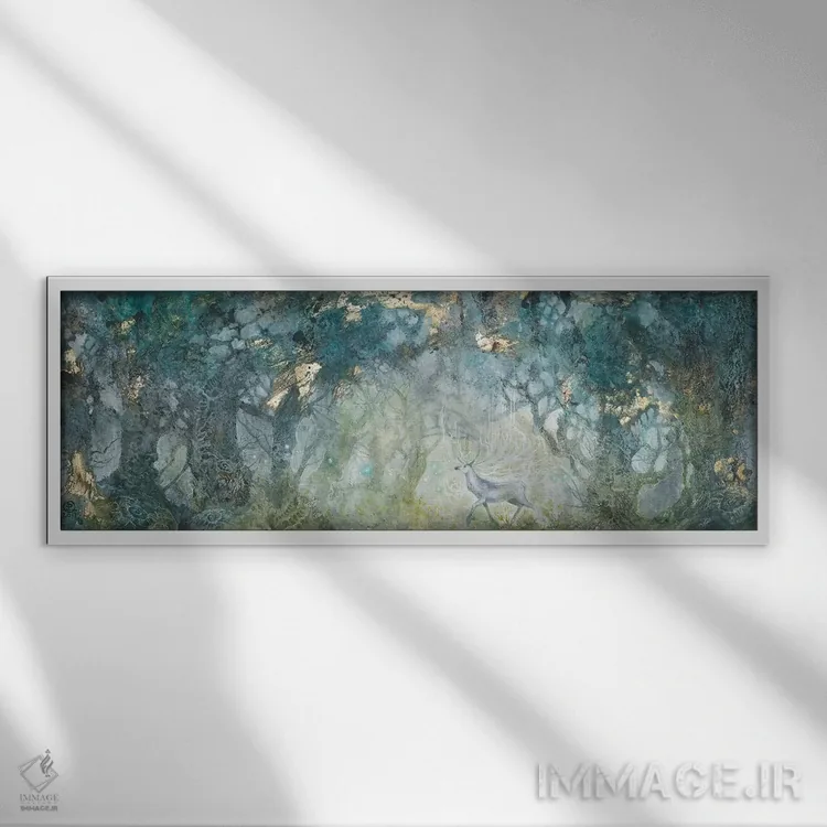 تابلو انتزاعی در پی نور اثر استفانی لاو - نمای قابدار سفید