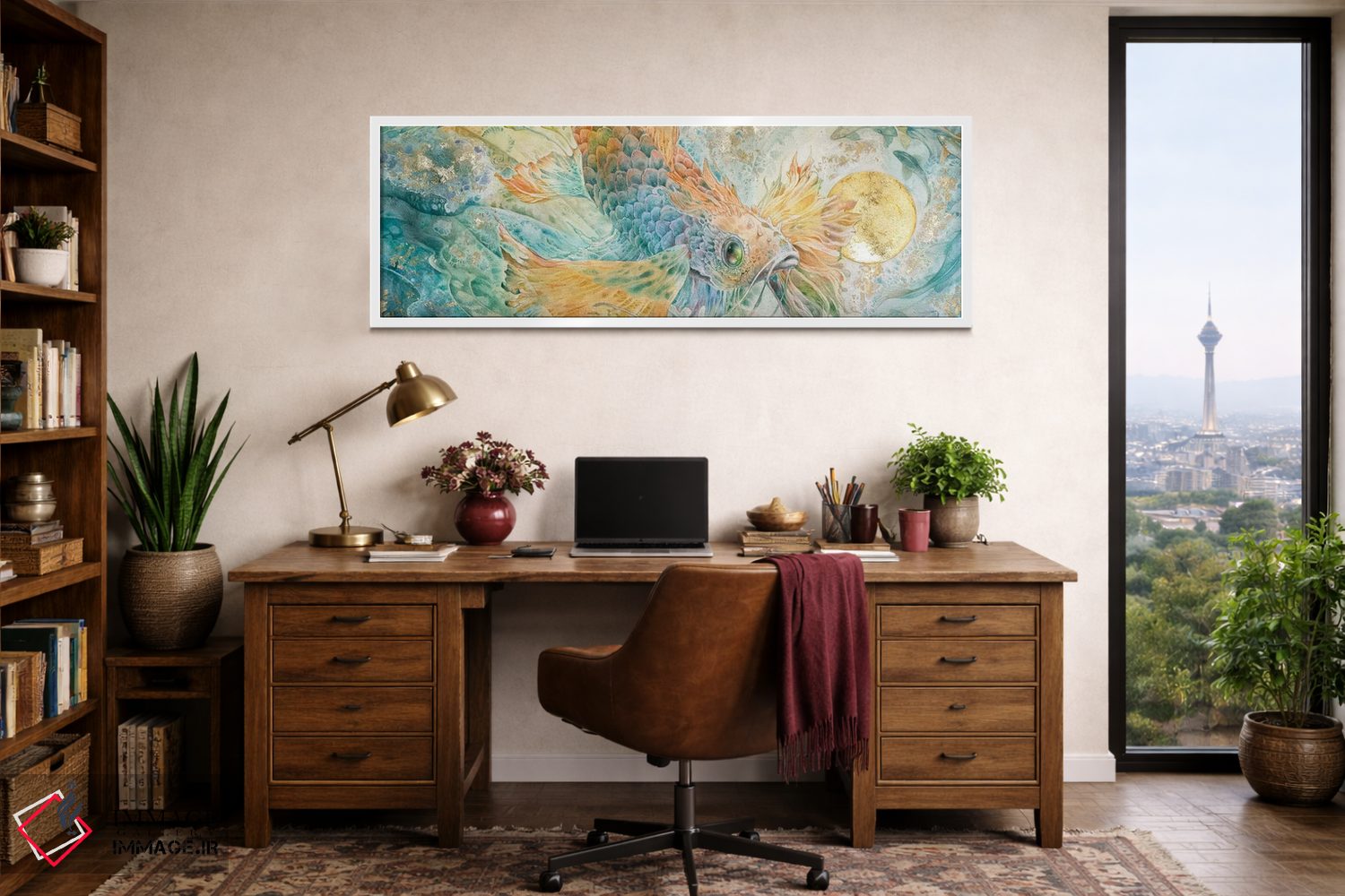 تابلو دکوراتیو آبی پایین ۲ اثر استفانی لاو - D1W