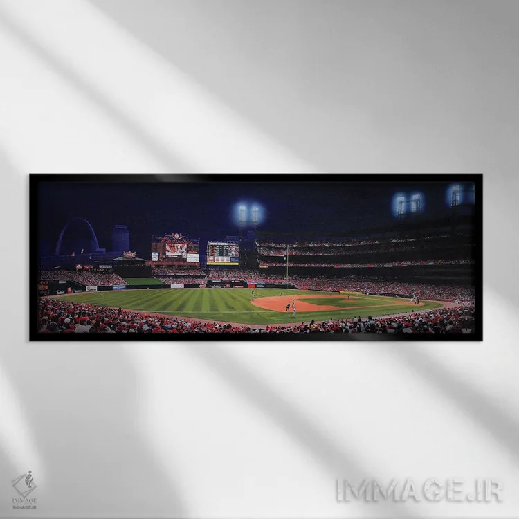 تابلو دکوراتیو بیسبال شبانه بوش اثر جان سالوتزو - نمای قابدار مشکی