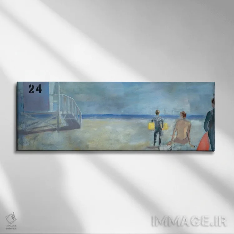 تابلو انتزاعی در انتظار یک مجموعه اثر سوزانه ماری - نمای روبهرو روی دیوار