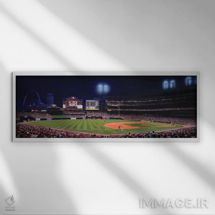تابلو دکوراتیو بیسبال شبانه بوش اثر جان سالوتزو - نمای قابدار سفید