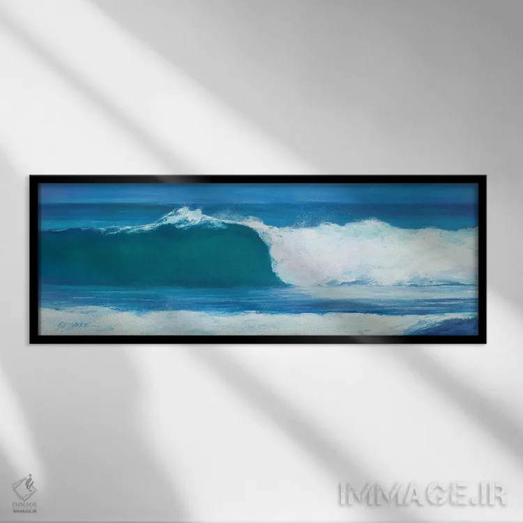 تابلو دکوراتیو بشکه آبی اثر سوزان ویلکینز - نمای قابدار مشکی