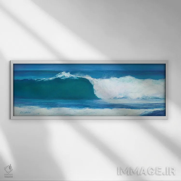 تابلو دکوراتیو بشکه آبی اثر سوزان ویلکینز - نمای قابدار سفید