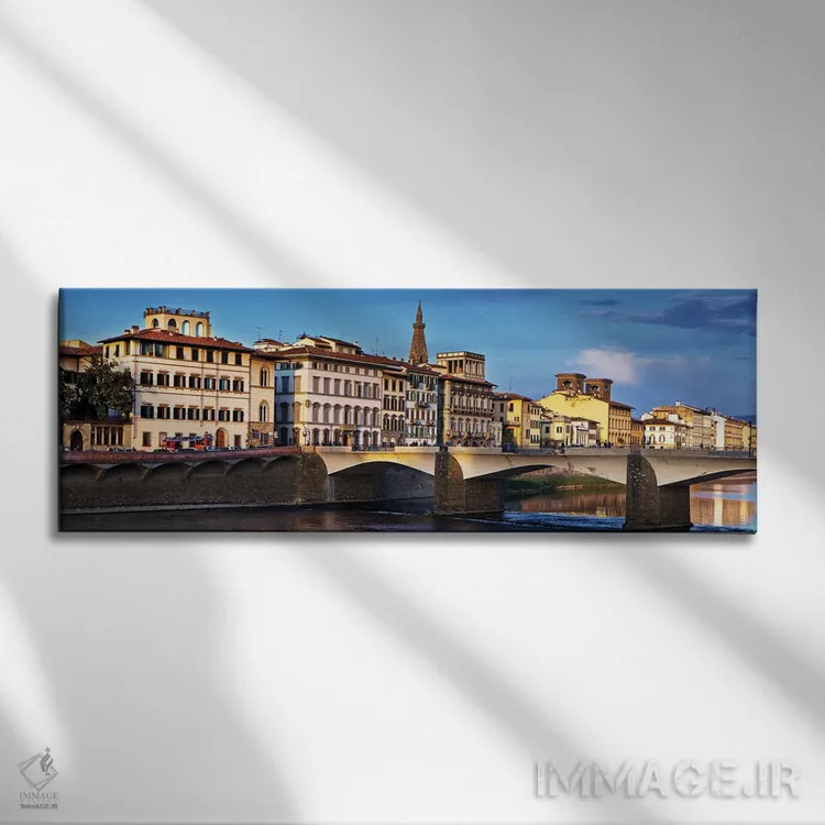 تابلو دکوراتیو پل پونته وکیو در گرگ و میش اثر سوزان ریچی - نمای روبهرو روی دیوار