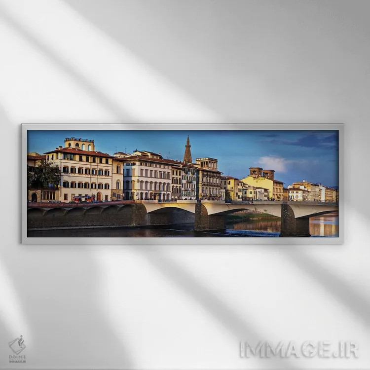 تابلو دکوراتیو پل پونته وکیو در گرگ و میش اثر سوزان ریچی - نمای قابدار سفید