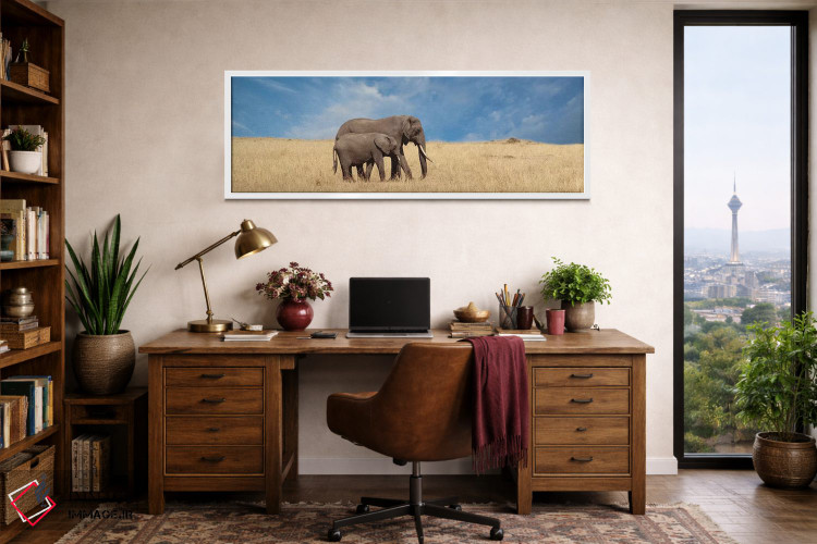 تابلو دکوراتیو فیل و بچه اش اثر سوزان میشال - D1W