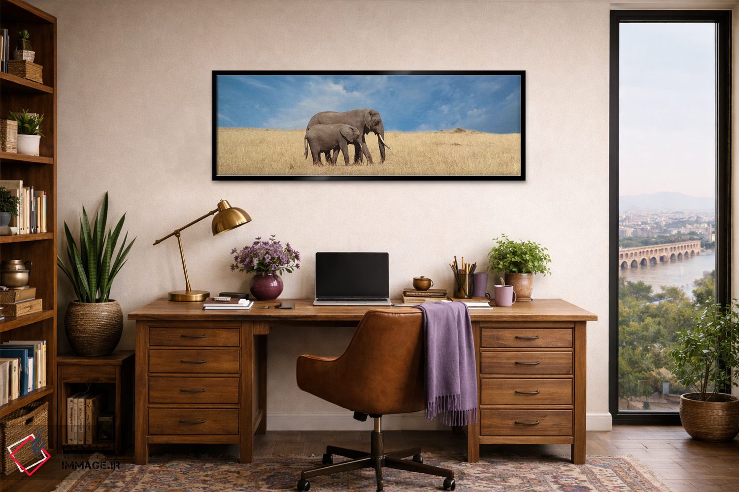 تابلو دکوراتیو فیل و بچه اش اثر سوزان میشال - D2B