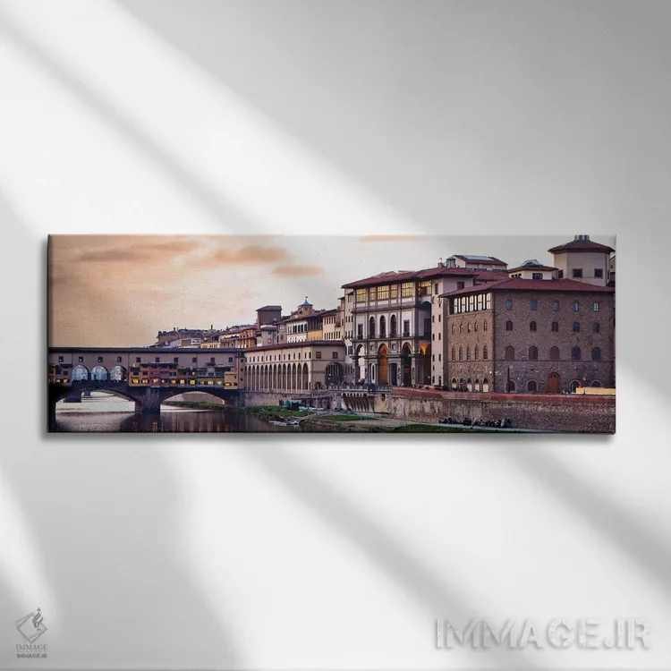 تابلو دکوراتیو غروب خورشید بر فراز پل پونته وکیو اثر سوزان ریچی - نمای روبهرو روی دیوار