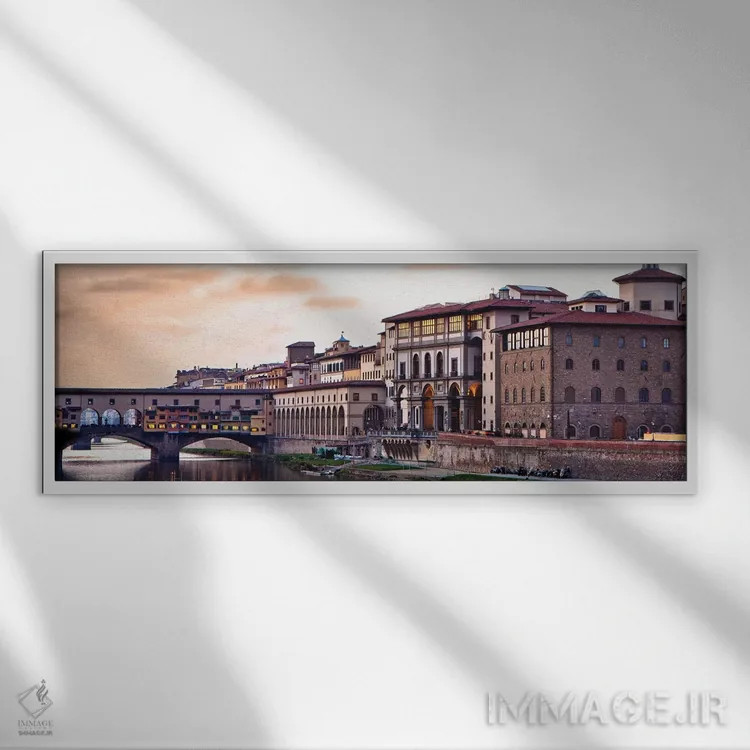 تابلو دکوراتیو غروب خورشید بر فراز پل پونته وکیو اثر سوزان ریچی - نمای قابدار سفید